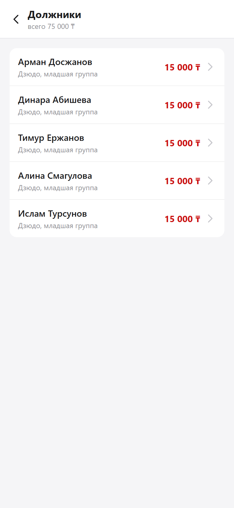 Debtors screen in the assistant account